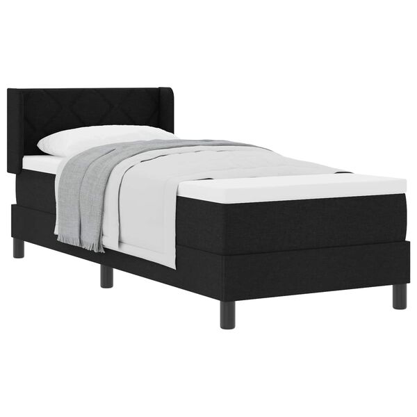 vidaXL Lit &agrave; ressorts avec matelas Noir 200 x 80 cm Polyester