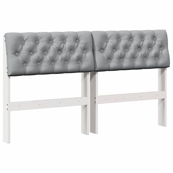 vidaXL T&ecirc;te de lit capitonn&eacute;e Gris clair 140 cm Pin massif