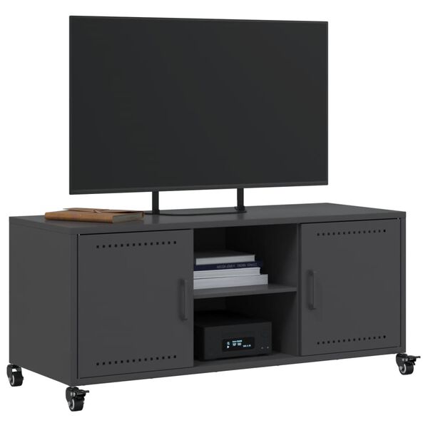 vidaXL Meuble TV noir 100,5x39x43,5 cm acier