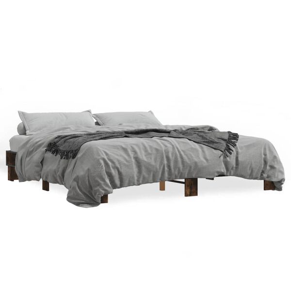 vidaXL Cadre de lit sans matelas ch&ecirc;ne fum&eacute; 180x200 cm