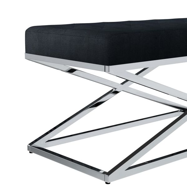 vidaXL Banc 97 cm Noir Tissu de velours et acier inoxydable