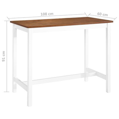 vidaXL Table de bar Bois massif 108 x 60 x 91 cm
