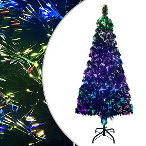 vidaXL Sapin de No&euml;l artificiel avec support vert 210 cm fibre optique