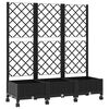 vidaXL Bac de jardin avec treillis et roues Noir 120 x 40 x 131,5 cm