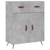 vidaXL Buffet gris b&eacute;ton 69,5x34x90 cm bois d'ing&eacute;nierie