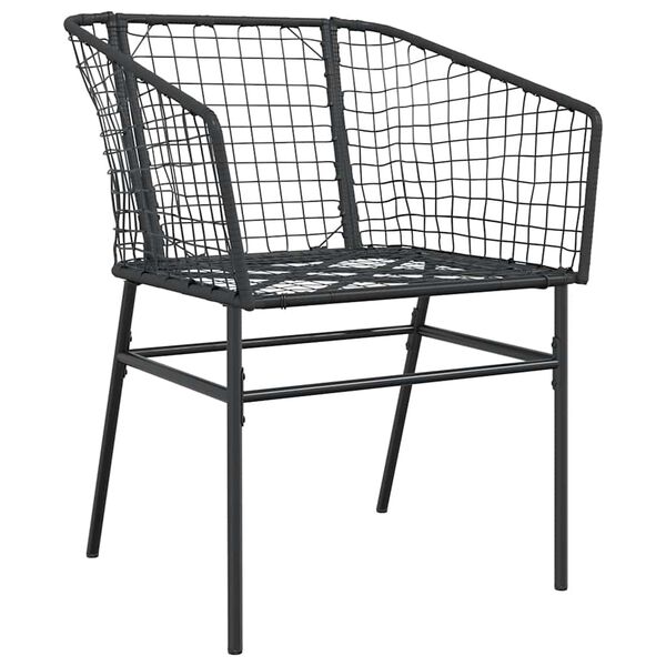 vidaXL Ensemble à manger de jardin 3 pcs noir résine tressée verre