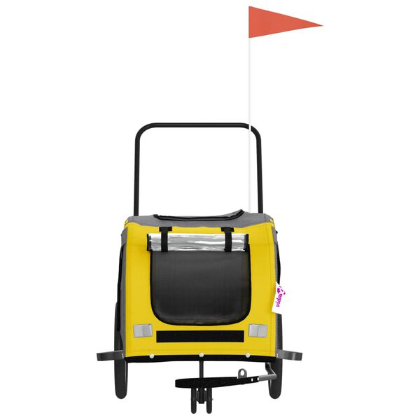 vidaXL Remorque de vélo pour animaux de compagnie jaune et gris