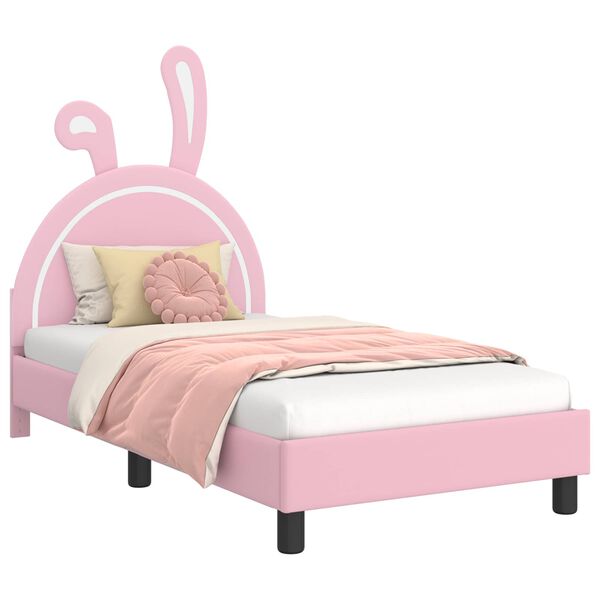 vidaXL Cadre de lit pour enfants avec tête de lit Rose 80 x 160 cm PU