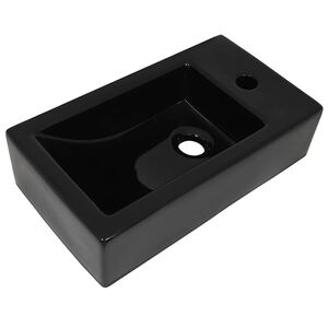 vidaXL Vasque avec trou de robinet C&eacute;ramique Noir 46 x 25,5 x 12 cm