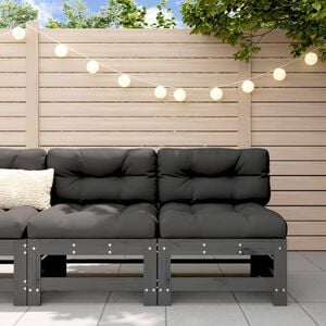 vidaXL Canap&eacute;s centraux de jardin 2 pcs gris bois de pin massif