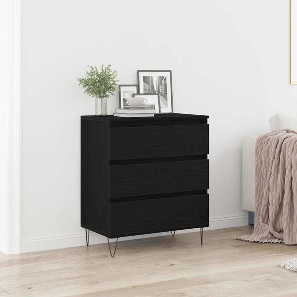 vidaXL Buffet avec tiroir Chêne noir 60 x 35 x 70 cm Bois d'ingénierie