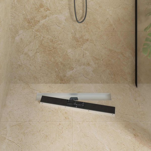 vidaXL Drain de douche avec couvercle en verre et siphon &agrave; 360&deg; 60 cm