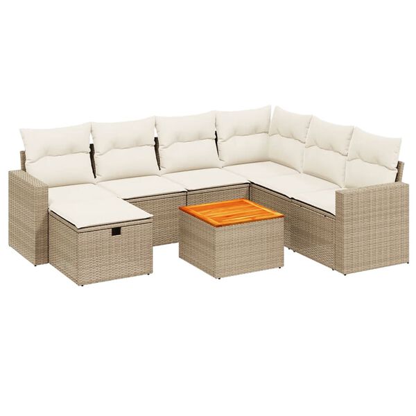 vidaXL Salon de jardin avec coussins 8 pcs beige r&eacute;sine tress&eacute;e
