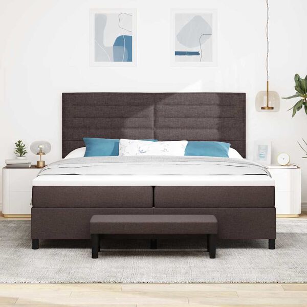 vidaXL Lit &agrave; ressorts avec matelas Marron fonc&eacute; 200 x 200 cm tissu