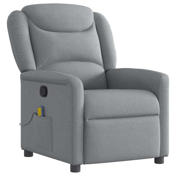 vidaXL Fauteuil de massage inclinable Gris clair Tissu