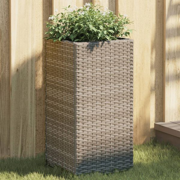 vidaXL Jardini&egrave;res 2 pcs gris 30x30x60 cm r&eacute;sine tress&eacute;e