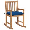 vidaXL Chaise &agrave; bascule avec coussin bleu Bois de teck solide