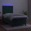 vidaXL Sommier &agrave; lattes de lit avec matelas et LED Vert fonc&eacute; 90x190cm
