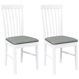 vidaXL Chaises à manger coussins 2 pcs blanc bois massif caoutchouc