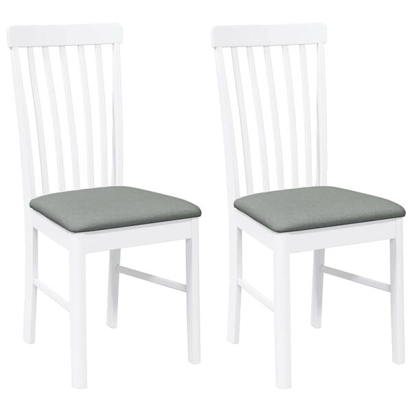 vidaXL Chaises à manger coussins 2 pcs blanc bois massif caoutchouc