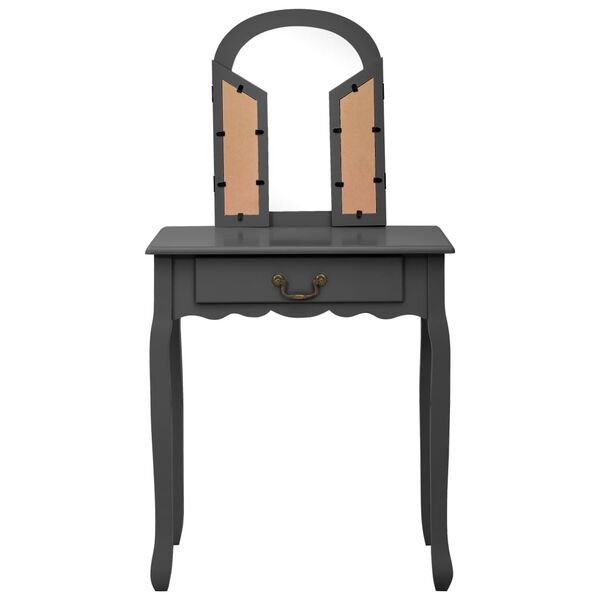 vidaXL Coiffeuse et tabouret Gris 65x36x128 cm Bois de paulownia MDF