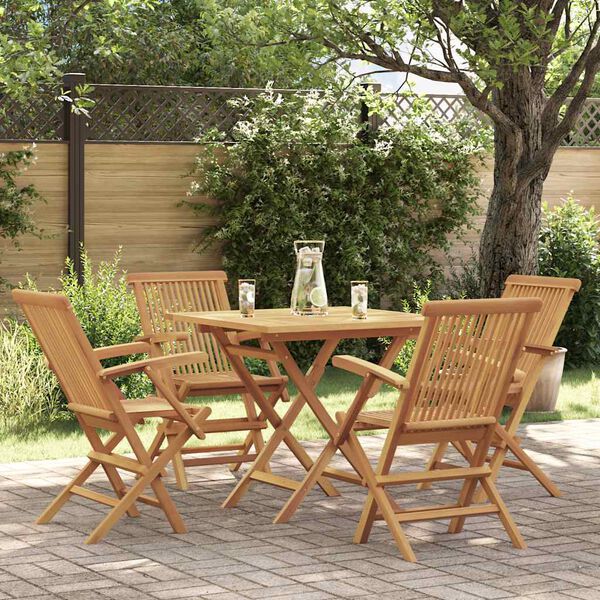 vidaXL Salon de jardin 5 pcs Bois de teck massif