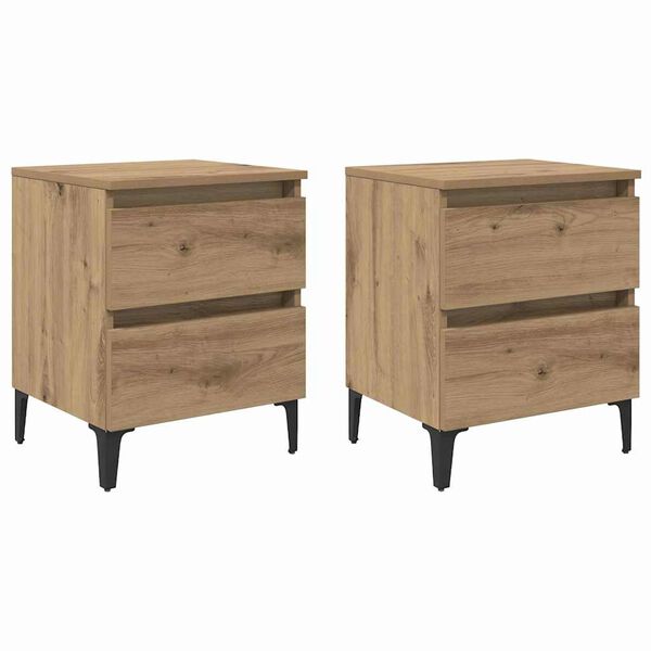 vidaXL Cabinet de chevet 2 pcs ch&ecirc;ne artisanal 40 x 35 x 50 cm