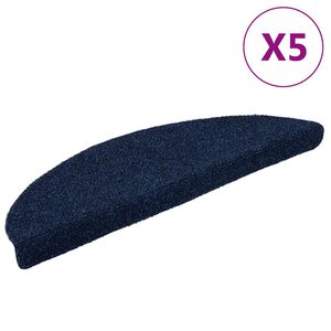 vidaXL Tapis d'escalier autocollants 5 pi&egrave;ces 56 x 17 x 3 cm Bleu marine Demi-rond