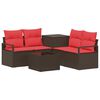 vidaXL Ensemble de Canap&eacute;s 6 pc Marron et rouge