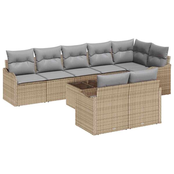 vidaXL Ensemble de canap&eacute; de jardin 9 pcs beige et gris clair