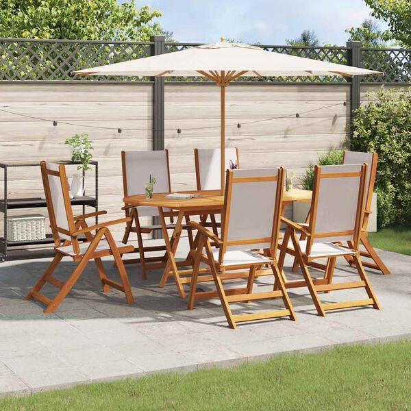 vidaXL Ensemble &agrave; Manger de jardin 7pcs bois d'acacia solide textil&egrave;ne