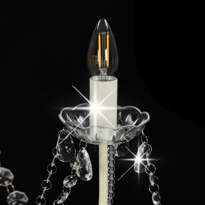 vidaXL Lustre avec perles Blanc 8 ampoules E14