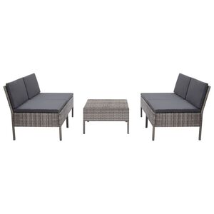 vidaXL Salon de jardin 5 pcs avec coussins r&eacute;sine tress&eacute;e gris