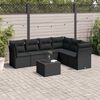 vidaXL Salon de jardin 7 pcs avec coussins noir r&eacute;sine tress&eacute;e