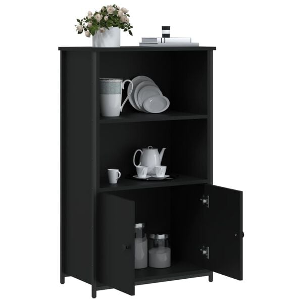 vidaXL Buffet haut noir 62x32x103,5 cm bois d'ing&eacute;nierie