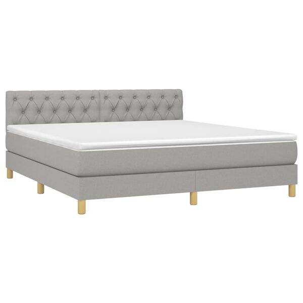vidaXL Sommier &agrave; lattes de lit matelas LED Gris clair 160x200 cm Tissu