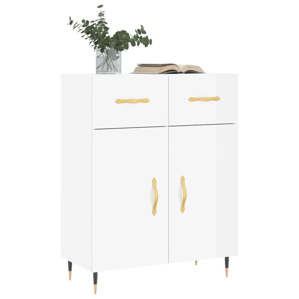 vidaXL Buffet Blanc brillant 69,5x34x90 cm Bois d'ing&eacute;nierie
