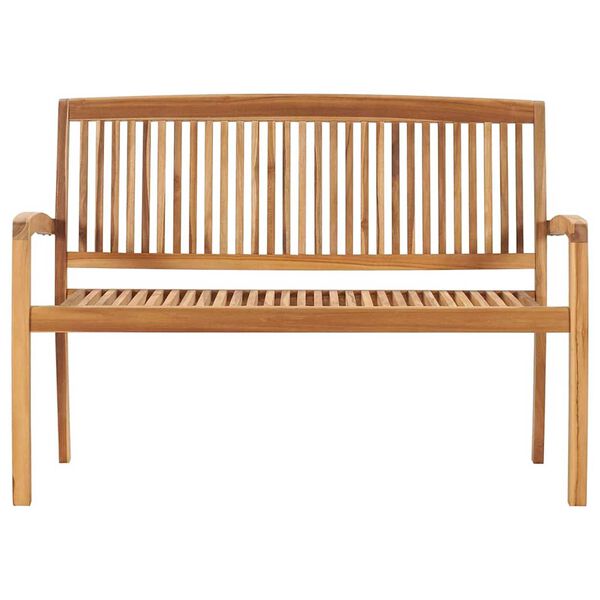vidaXL Banc de jardin empilable et coussin 128,5cm Bois de teck massif