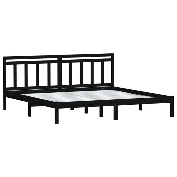 vidaXL Cadre de lit sans matelas noir bois massif 200x200 cm
