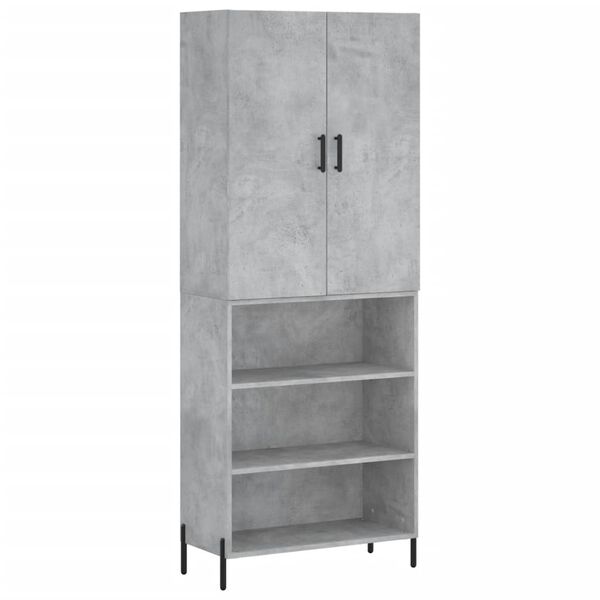 vidaXL Buffet haut Gris b&eacute;ton 69,5x34x180 cm Bois d'ing&eacute;nierie