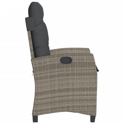 vidaXL Chaise inclinable de jardin avec coussins gris résine tressée