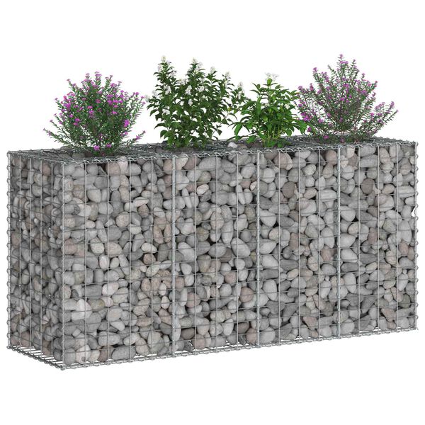 vidaXL Lit sur&eacute;lev&eacute; gabion Argent&eacute; 170 x 50 x 80 cm Acier galvanis&eacute;
