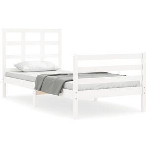 vidaXL Cadre de lit sans matelas blanc bois massif