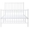 vidaXL Cadre de lit m&eacute;tal sans matelas avec pied de lit blanc 90x200cm
