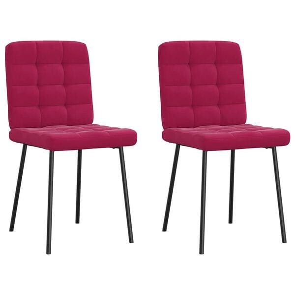 vidaXL Chaises &agrave; manger lot de 2 Rouge bordeaux Velours