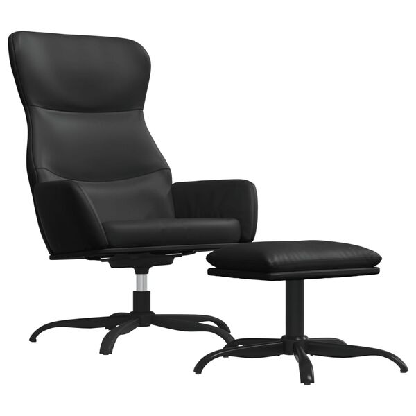 vidaXL Chaise de relaxation avec tabouret Noir Similicuir