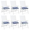 vidaXL Coussins de chaise lot de 6 rayures bleues blanches 50x50x7 cm