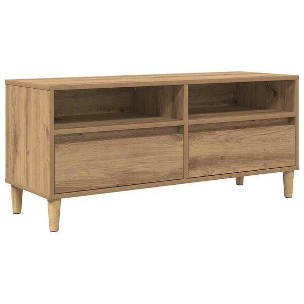 vidaXL Meuble TV avec tiroir Ch&ecirc;ne artisanal 100 x 34,5 x 44,5 cm