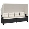 vidaXL Chaise longue avec auvent et coussins noir r&eacute;sine tress&eacute;e