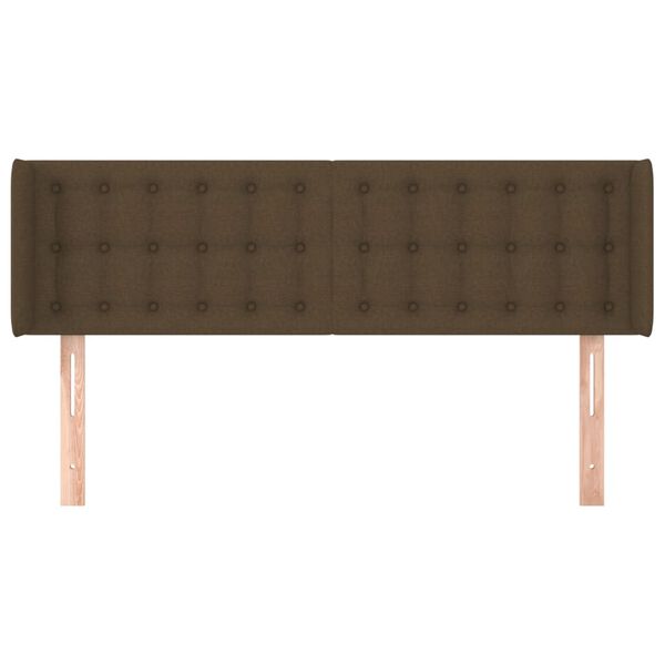 vidaXL T&ecirc;te de lit avec oreilles Marron Fonc&eacute; 147x16x78/88 cm Tissu